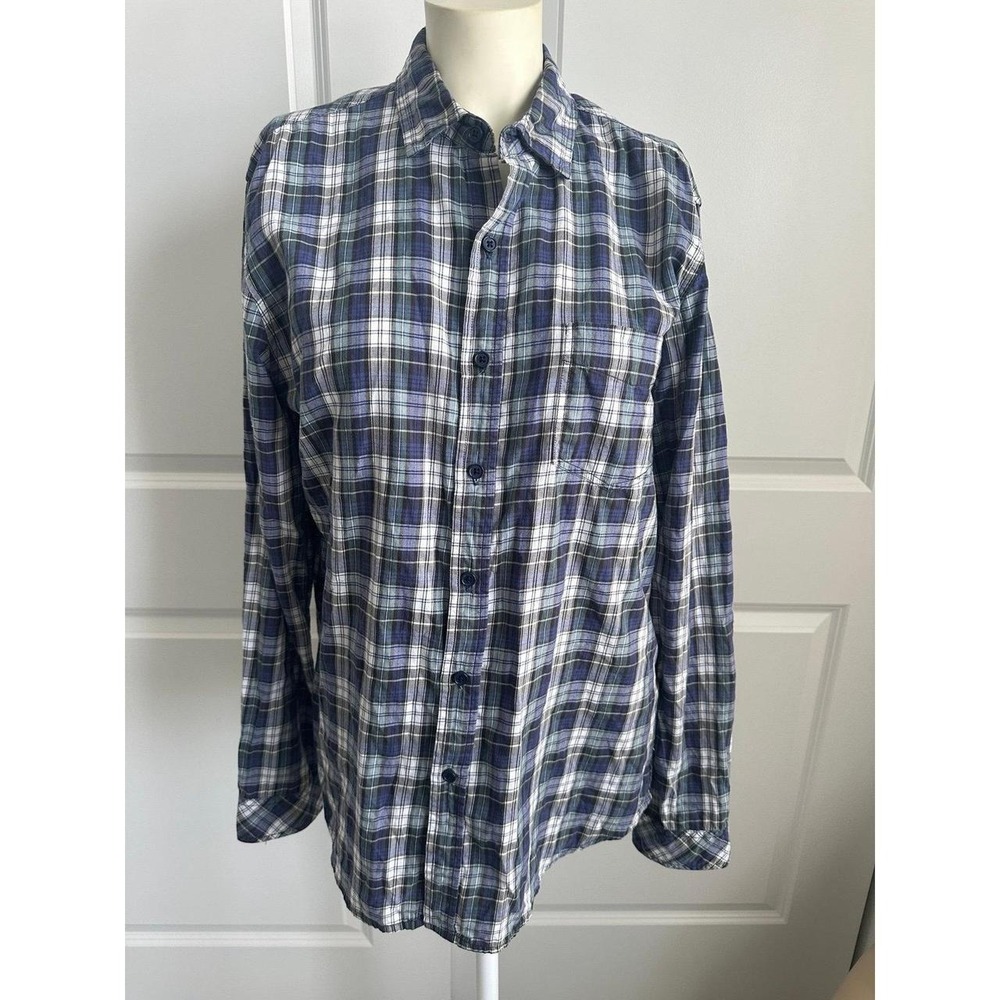 RAILS Mens Plaid Long Sleeve Button Front Shirt Blue Green White Large